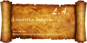 Loschitz Ambrus névjegykártya